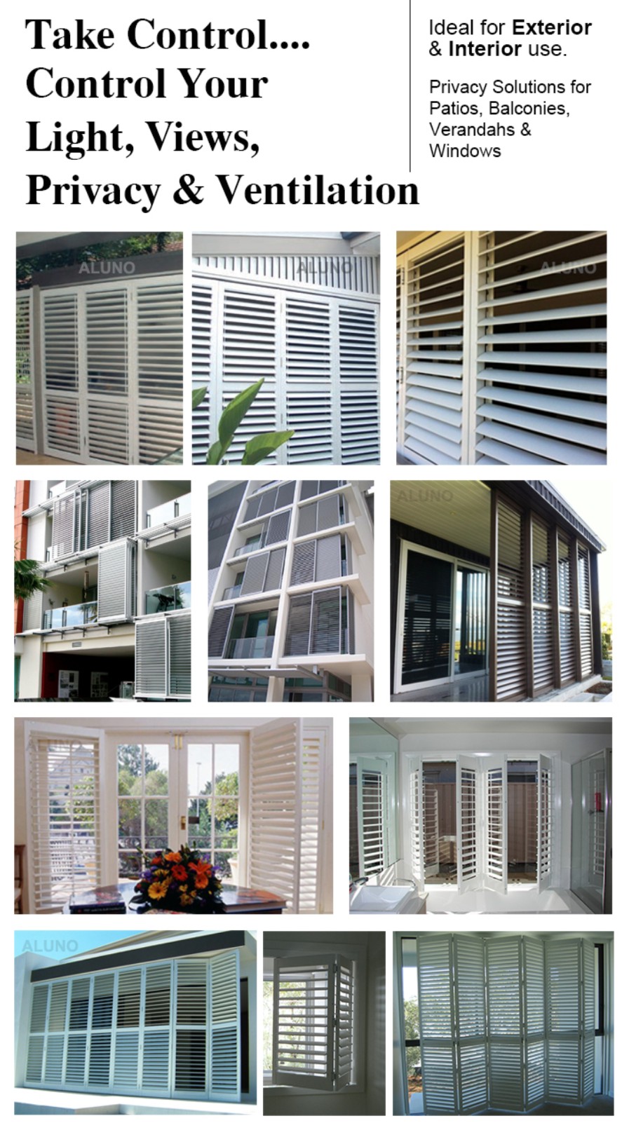 Exterior Bi Folding Aluminium Louvered Shutters Bi-Faltbare Aluminium-Lamellenläden für den Außenbereich