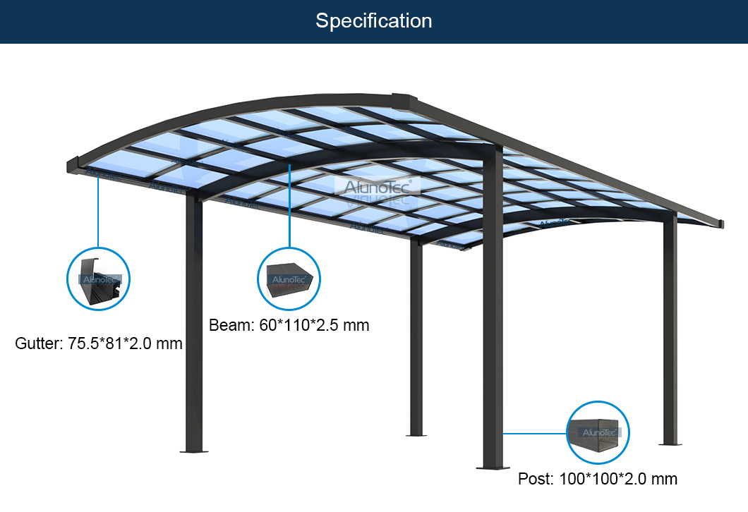 Aluminum Curved Carport (2) Gebogener Carport aus Aluminium (2)