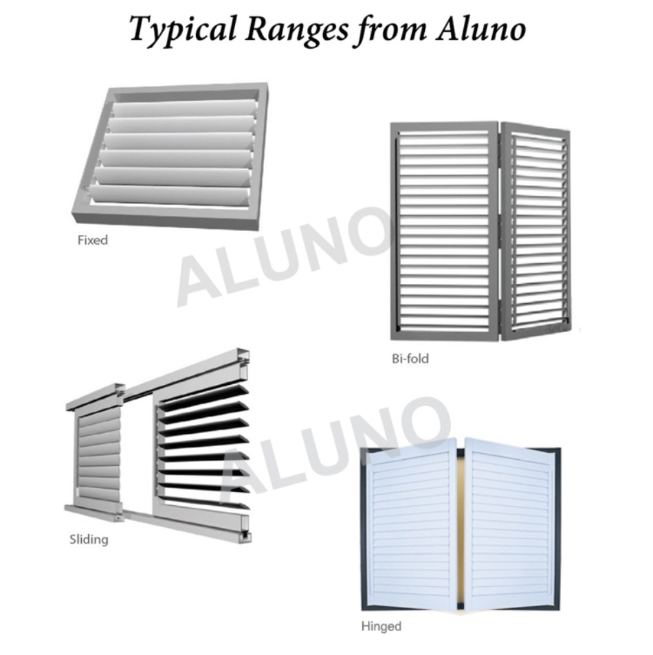 Exterior Bi Folding Aluminium Louvered Shutters Bi-Faltbare Aluminium-Lamellenläden für den Außenbereich
