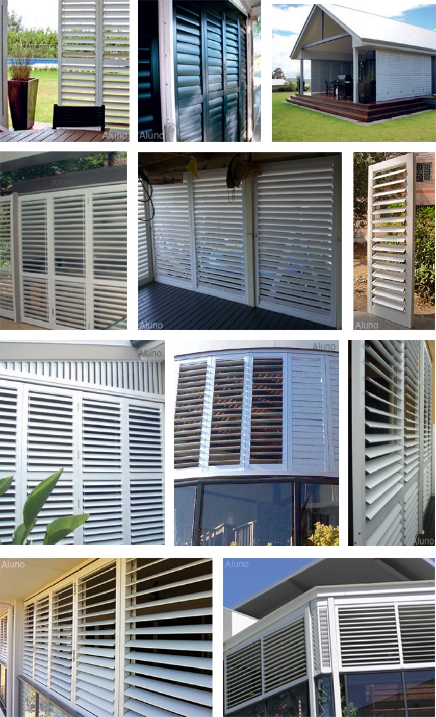 Exterior Bi Folding Aluminium Louvered Shutters Bi-Faltbare Aluminium-Lamellenläden für den Außenbereich
