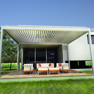 Pergola-Lamellendachsystem mit LED-Leuchten