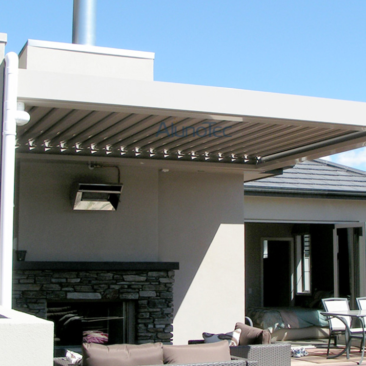 Luxuriöse elektrische Terrassenüberdachungssysteme aus Aluminium mit Lamellen