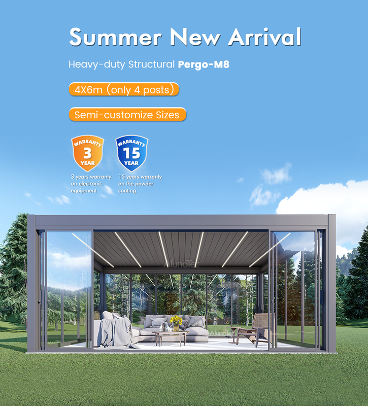  Pergo-M8 Heavy Structure Solar Bioklimatic Purgola Roof Pergola Lieferant zum Verkauf