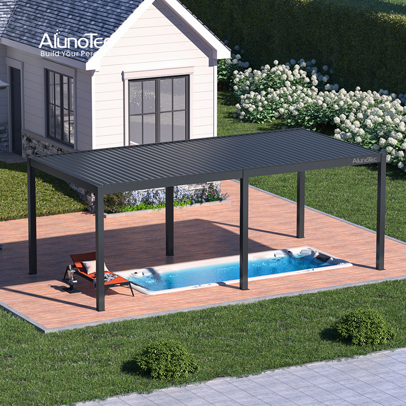 Moderner DIY wasserdichter Lamellendach-Bioklima-Pavillon für den Außenbereich, kommerzielles Hochleistungsgewächshaus, Deck- und Terrassenbauer