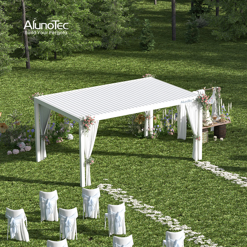ALUNO Outdoor Hinterhof Automatische Struktur Lamellensystem Elektrische Sonnenmarkise