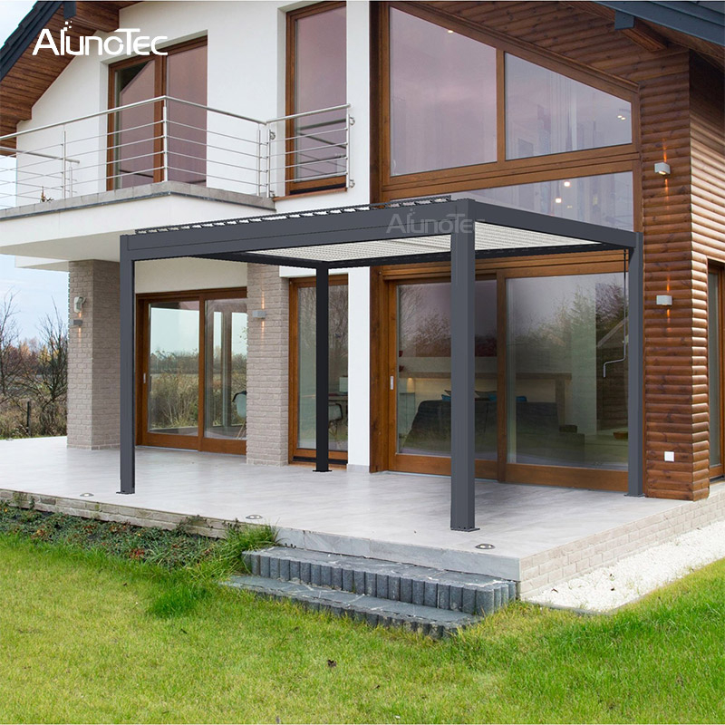 Automatische elektrische Pergolen für den Außenbereich, Dachpergola mit Lamellensystem zum Öffnen 