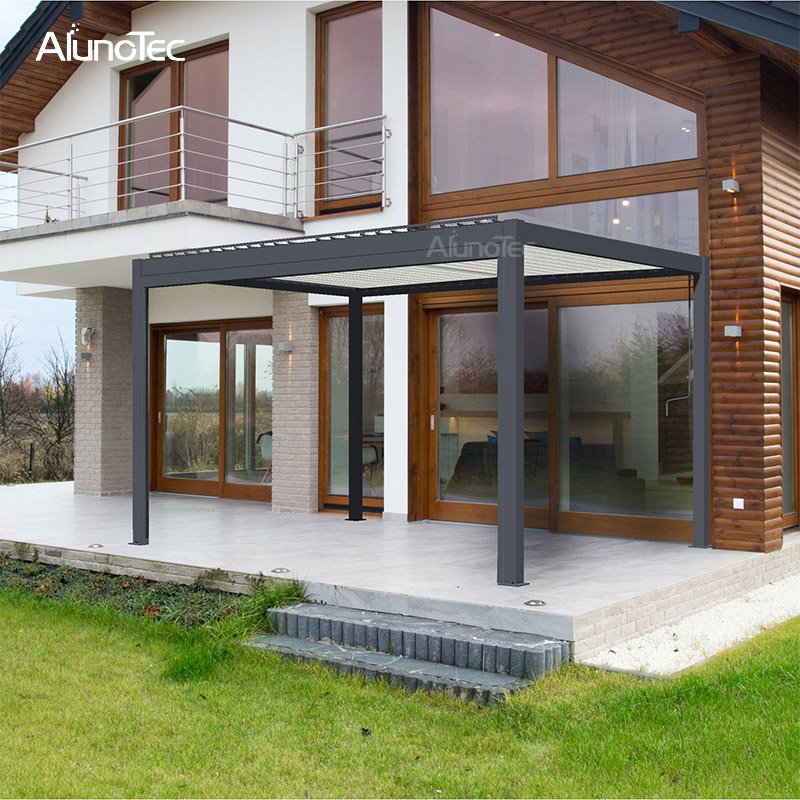 Automatische elektrische Pergolen für den Außenbereich, Dachpergola mit Lamellensystem zum Öffnen 