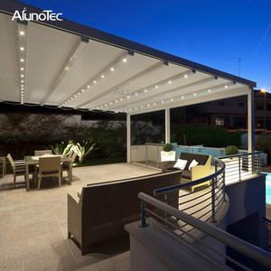 Elektrische Markise, Aluminium-Pergola, PVC, einziehbares Dach mit LED-Leuchten