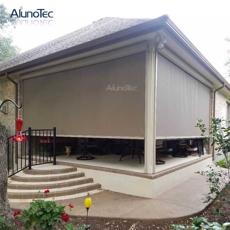 Heißer Verkauf Sonnenschutz Wasserdicht Stoff Terrasse Markise Manuelle Vertikale Vorhang Garten Shutter Outdoor Rollo Zip Screen 