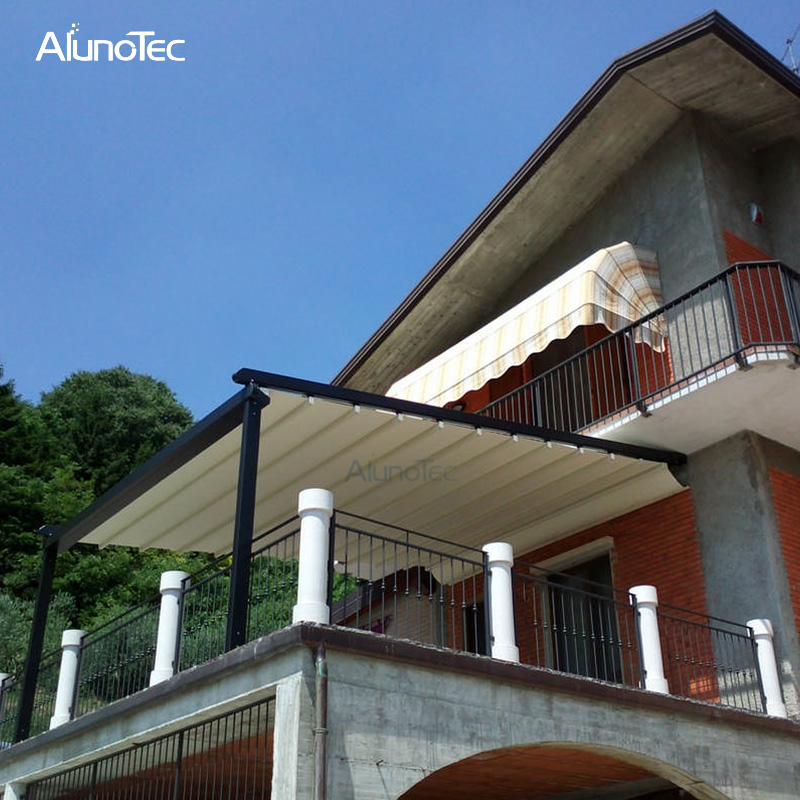 Elektrische Markise, Aluminium-Pergola, PVC, einziehbares Dach mit LED-Leuchten