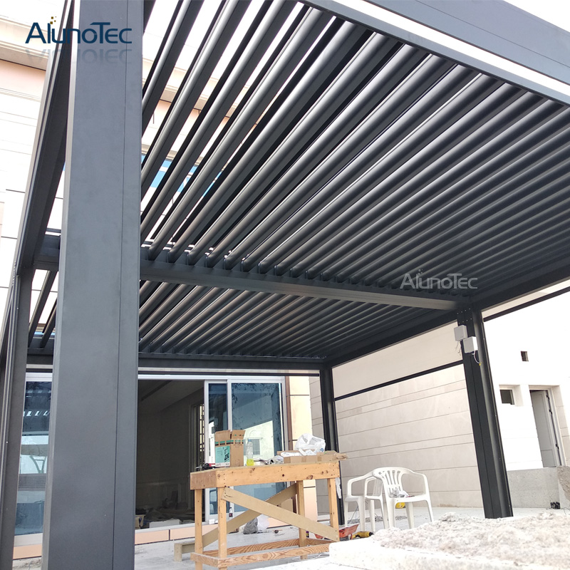 Motorisiertes bioklimatisches Pergola-Lamellendachsystem mit einzigartigem Design für die Terrasse 