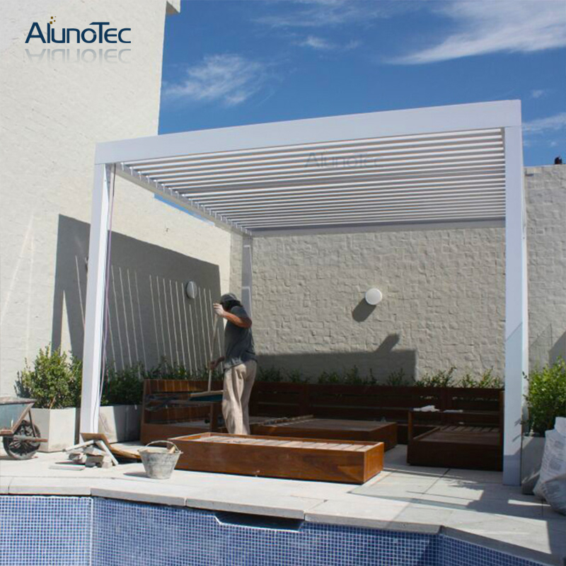 Diy motorisierte wasserdichte Pergola-Überdachung mit Vorhang