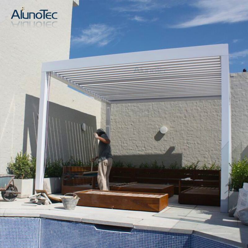 Diy motorisierte wasserdichte Pergola-Überdachung mit Vorhang