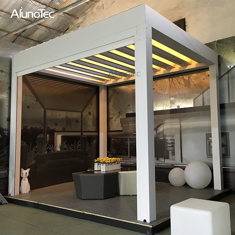 China Aluminium Lamellendach Wasserdichter einziehbarer Pergola-Pavillon für den Hinterhof