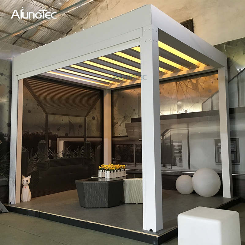 China Aluminium Lamellendach Wasserdichter einziehbarer Pergola-Pavillon für den Hinterhof