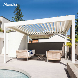 Maßgeschneiderte Pavillon-Pergola-Abdeckung mit Lamellen, elektrisch, wasserdicht, Aluminium-Pavillon
