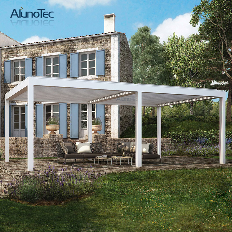 Automatische elektrische Pergolen für den Außenbereich, Dachpergola mit Lamellensystem zum Öffnen 