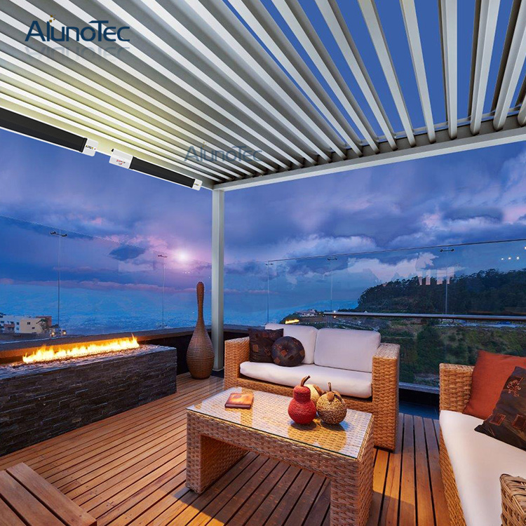 Wasserdichte einziehbare elektrische Pergola für Hotels mit Bildschirmen und Lichtern
