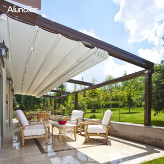 Einziehbare Markise aus Aluminium, PVC-Pergola-Sonnenschutzabdeckung