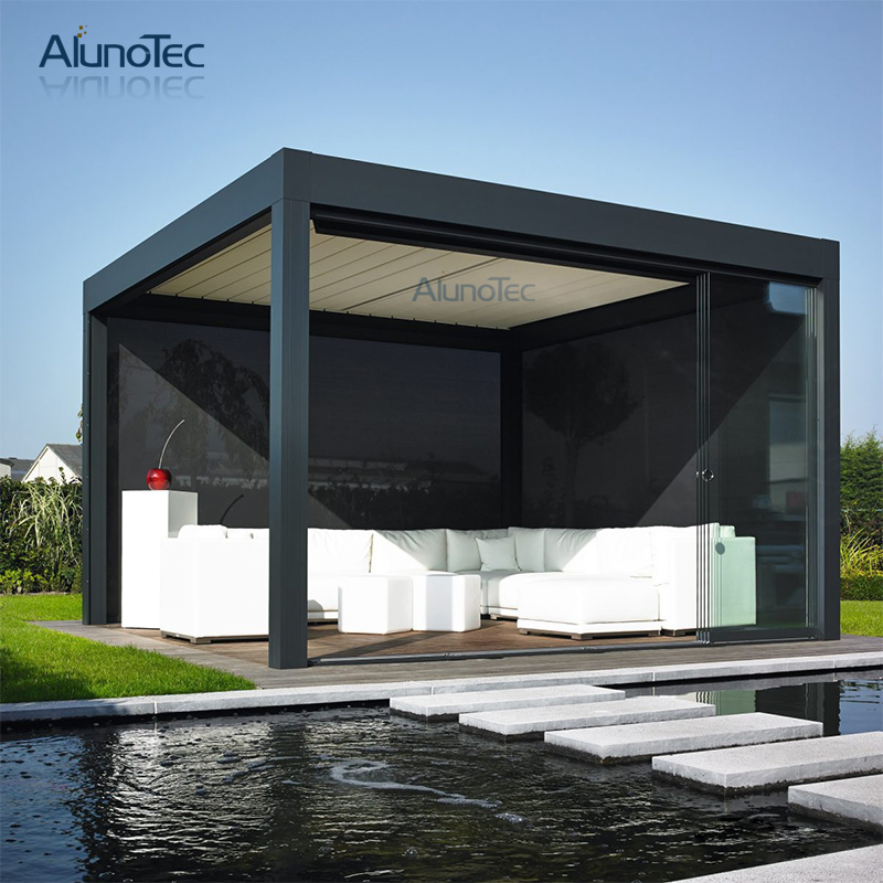 Aluminiummotorisierte regensichere Pergolen Pläne für Aluminium-Pergola im Freien