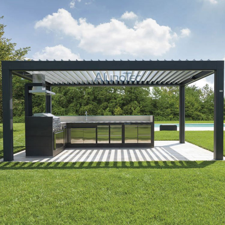 Pergola mit Lamellendach und Fernbedienung für den Außenbereich