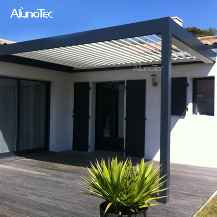 Modernes Design-Außenzaunpaneele, wasserdichte Aluminium-Pergola, motorisierte Überdachung mit Schirmen 
