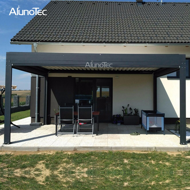  Heißer Verkauf Aluminium Pergola motorisiertes wasserdichtes Lamellendach mit Autobeschattung