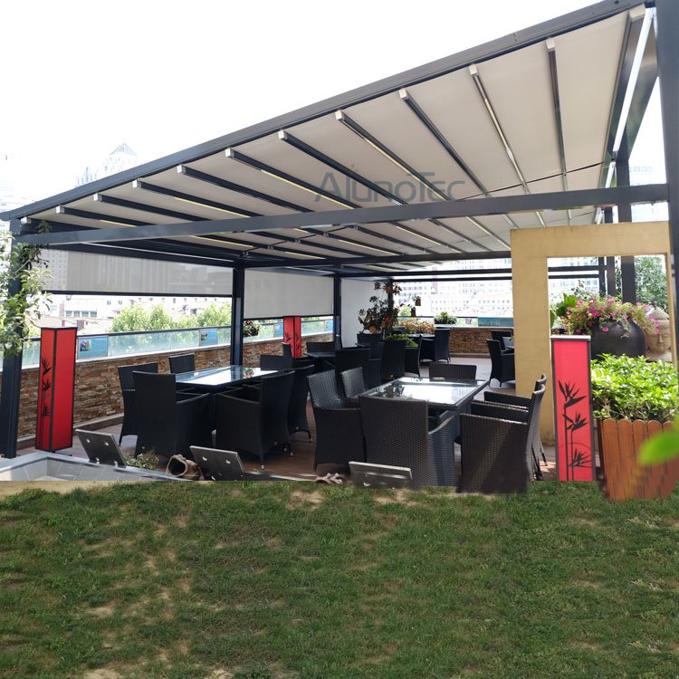 Einziehbare PVC-Markise aus Aluminium mit Sonnenschutz für Pergola