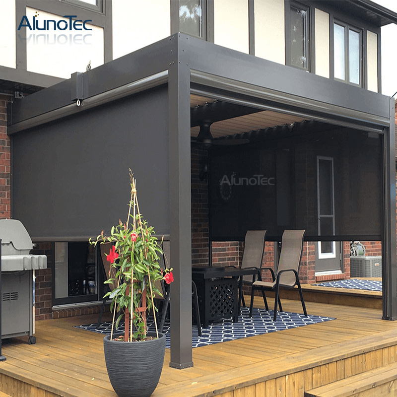 Fabrikpreis, winddicht, für Terrasse, Sonnenschutz, vertikaler Vorhang, motorisiert, Insektenschutz, Sichtschutz, Reißverschluss, Rollo mit Reißverschluss 