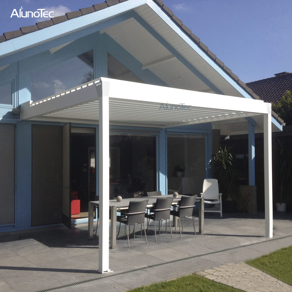 Motorisierter Pavillon, zusammenklappbar, versenkbare Terrassenpergola auf der Terrasse