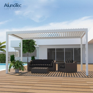 Chinesische Aluminium-Pavillon-Pergolen, motorisierte bioklimatische Terrassenpergola mit Lamellendach