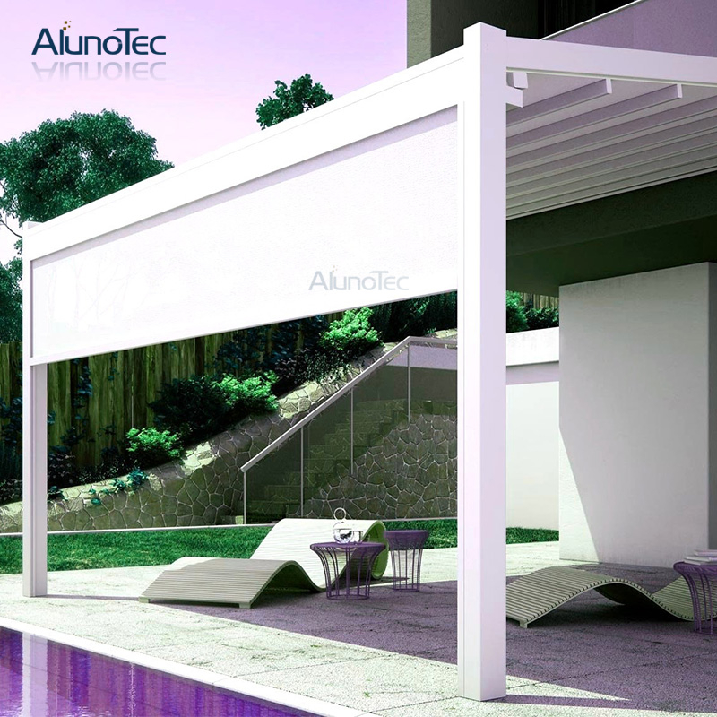 Einziehbare PVC-Markise aus Aluminium mit Sonnenschutz für Pergola