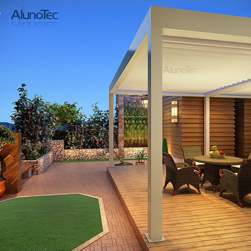 Pergola-Lamellendachsystem mit LED-Leuchten
