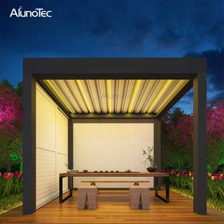  Wasserdichter Pavillon, motorisierte Markise, Aluminium-Pergola mit LED-Licht