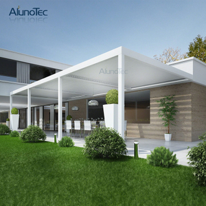Outdoor Graden Elektro-Klapppavillon, Sonnenschutz, Aluminium-Pergola-Sets, 4 x 3 cm, mit LED-Licht