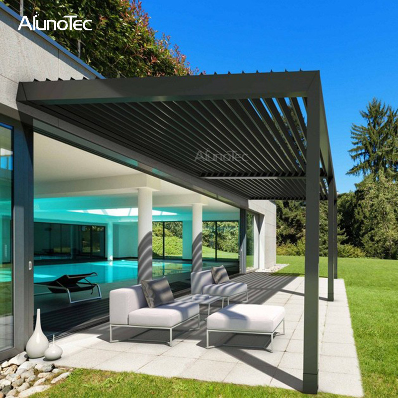 Klappbare automatische Lamellenpergola für den Außenbereich zur Beschattung von Autos