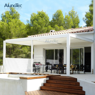 2019 Luxus-Gartenabdeckungen, Aluminium-Pergola-Außenpavillon mit LED-Lichtleisten