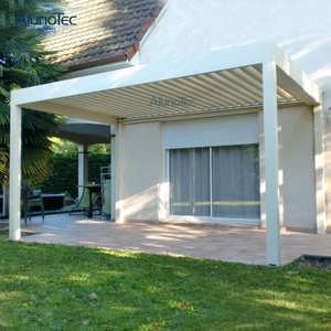 Moderner Gartenpavillon aus Aluminium mit elektrischer Öffnung und Schließung des Terrassen-Pergola-Dachs