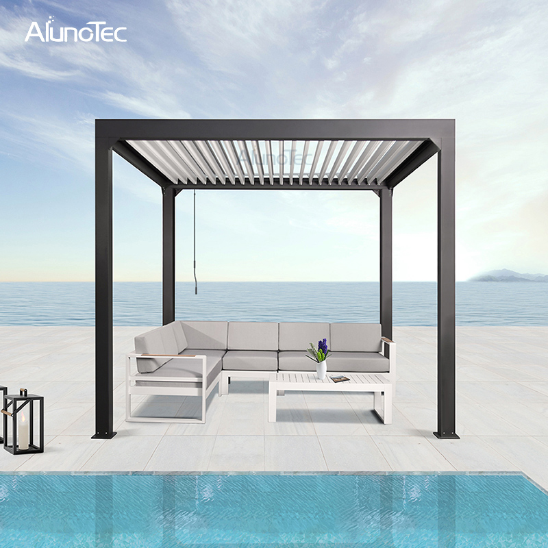 AlunoTec Easy Install Standard manuell verstellbares Lamellendachsystem, Unterstand, wasserdichte Aluminium-Pergola-Teile