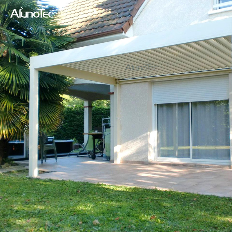 Bioklimatischer Aluminium-Pavillon mit motorisiertem Pergola-Lamellendach für Schwimmbad 