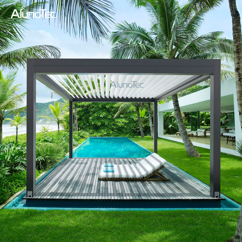 Großer bioklimatischer Pergola-Gartenpavillon für den Außenbereich mit Schatten für den Garten