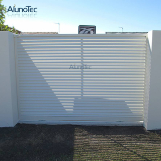  AlunoTec Kleines Tor-Design aus Holz und Aluminium, günstiger Sichtschutz-Gartenzaun für den Hinterhof