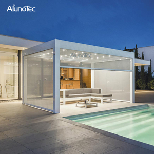 Wasserdichter, ferngesteuerter Aluminiumpavillon, Pergola aus Aluminium mit elektrischem System