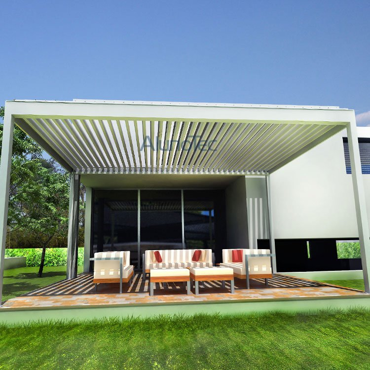 Pergola mit Lamellendach und Fernbedienung für den Außenbereich