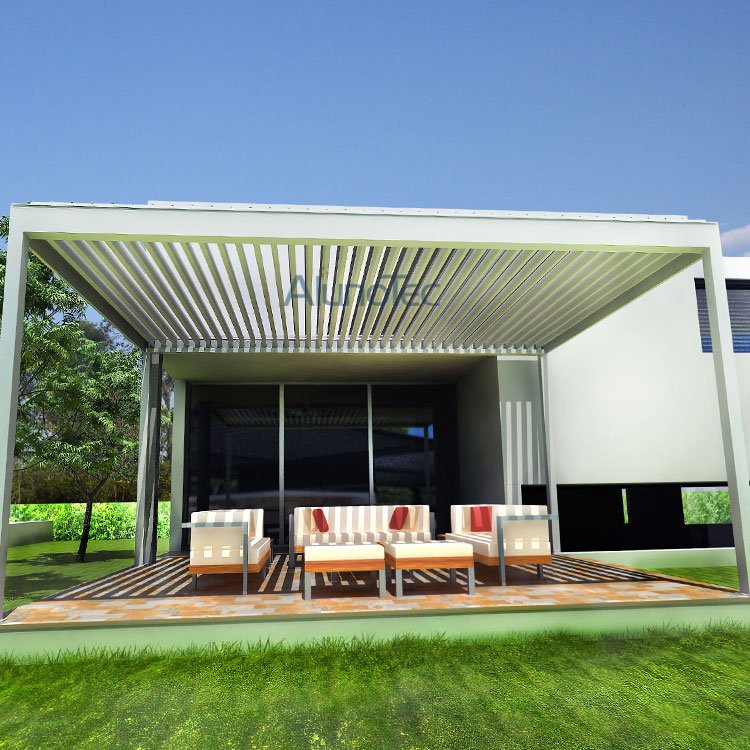 Pergola mit Lamellendach und Fernbedienung für den Außenbereich