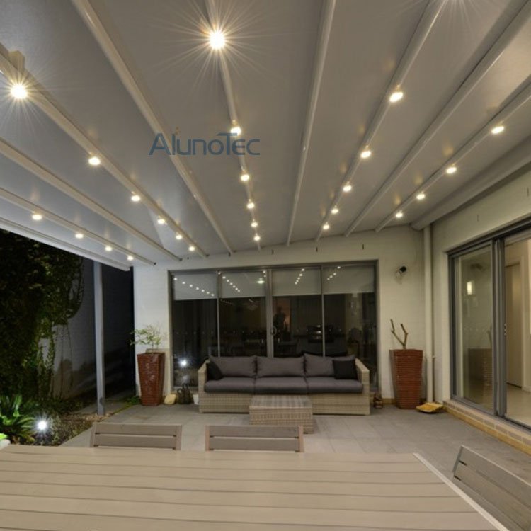 Einziehbare PVC-Markise aus Aluminium mit Sonnenschutz für Pergola