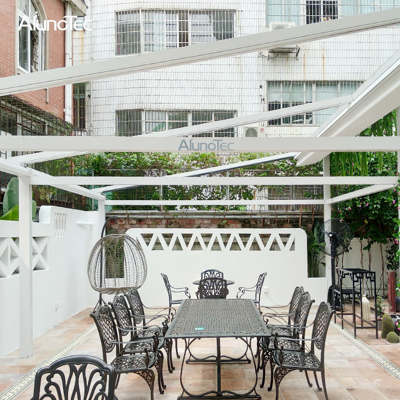  Wasserdichte, einziehbare Pergola-Abdeckung aus Aluminium, Schatten für Pavillon für Restaurant