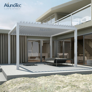 Metall-Gartenpavillon, einziehbare Pergola aus Aluminium mit LED