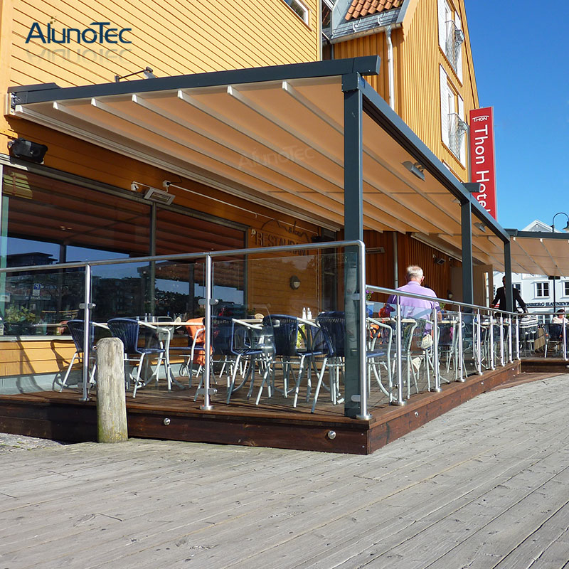 Elektrische Markise, Aluminium-Pergola, PVC, einziehbares Dach mit LED-Leuchten
