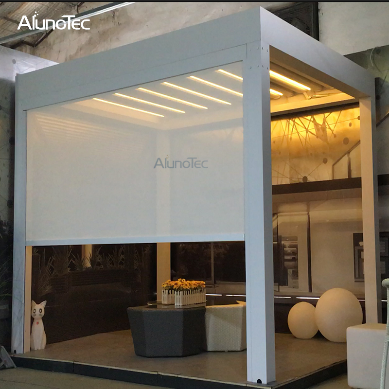 China DIY Aluminium-Lamellendach, wasserdicht, einziehbar, Pergola-Abdeckung, Sonnenschutz, Pavillon für den Außenbereich